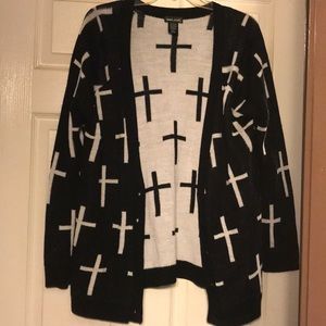 Black with white crosses cardigan